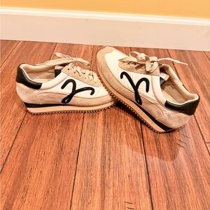 Vaneli Beige White Black Athletic Sneakers